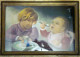 SUPERBE DESSIN PASTEL DEBUT 1900 SIGNE LEON TRUFLED " REPAS DE BEBE " ENCADRE TB - Pasteles