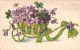 FLEURS - Violettes Dans Un Panier Végétal - Carte Postale Ancienne - Fiori