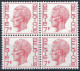 COB 1582-Cu ** - Point Rouge Dans Le Cou (T1) - Bloc De 4 - 1961-1990