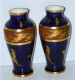 Delcampe - -PAIRE DE VASES PORCELAINE De LIMOGES ORFEBRERIA AWEZIN Bleu De FOUR & Dorures   E - Limoges (FRA)