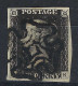 GRANDE BRETAGNE Ca.1840: Le "penny Black" Y&T 1, Lettres "QK", Pl.3, TB Obl. Croix De Malte, Très Forte Cote - Usados