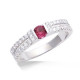 Neuf - Bague Alliance En Argent Art Deco Zircons Et Zircon Teinté Couleur Rubis Rose T 54 - Anillos