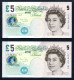 RC 25452 GRANDE BRETAGNE £5 ELIZABETH II NUMEROS CONSÉCUTIFS TB - 5 Pounds