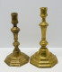 Delcampe - - 2 BOUGEOIRS BRONZE LOUIS XIV JUS De GRENIER PATINE ANCIENNE CANDLESTICK   E - Candeleros, Candelabros Y Palmatorias