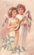 Themes Div-ref RR562-carte Fantaisie Gaufrée -enfants -anges - Angelots - Joyeux Noel - - Anges