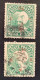 Sirmoor Official Stamps 1892-97 SCARCE VARIETY SG64c+58 6p Green (Inde Etats Princiers India Indian Feudatory States - Sirmur