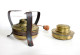 ANCIEN POELON / RECHAUD A ALCOOL Ou PETROLE VINTAGE + BRULEUR RECHARGE En LAITON (0507.8) - Outils Anciens