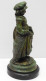 -JOLIE STATUETTE BRONZE A PATINE VERTE PETITE FILLE AUX OEUFS Dans Son Tablier  E - Bronzen