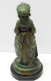 Delcampe - -JOLIE STATUETTE BRONZE A PATINE VERTE PETITE FILLE AUX OEUFS Dans Son Tablier  E - Bronzi