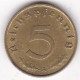 5 Reichspfennig 1939 A BERLIN. Bronze-aluminium. KM# 91 - 5 Reichspfennig