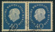 40 Pf. Heuss Medaillon, Waagerechtes Paar Gebraucht - Used Stamps