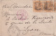 LETTRE. ITALIE. 8 AVR 1876. 234 ALESSANDRIA D'EGITTO. BANDE DE 3 10c. ITALIE LANSLEBOURG. POUR LYON VIA BRIBISI - Emisiones Generales