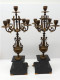 Delcampe - - BELLE PAIRE De BOUGEOIRS CANDELABRES 5 FEUX NAPOLEON III BRONZE MARBRE NOIR   E - Chandeliers, Candelabras & Candleholders