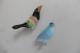 Lot De 2 Figurines Oiseaux En Verre De Murano Années 1950 Blanc Noir Bleu Ciel - Abîmées - Dieren