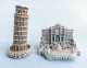 Miniature Pisa Tower & Trevi Fountain Model Figurine Italy Travel Souvenir 04191 - Plâtre