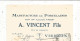 Mandat, Manufacture De Porcelaine, A. VINCENT FILS, VIERZON, 1926, Frais Fr 1.75 E - Wechsel