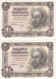 CRBS0773 PAREJA CORRELATIVA BILLETES ESPAÑA 1 PESETA 1951 SIN SERIE SIN CIRCULAR - 1-2 Pesetas