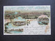 AK Litho 1899 Mehrbild AK AD Württemberg Gruss Aus Laufen Am Neckar / Neues Postgebäude Cement Werk, Bahnhof Usw. - Covers & Documents