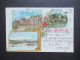 PK 1901 Litho Mehrbildkarte Gruss Aus Biebrich Mit Schloss Und Moosburg / Abs. Füsilier 2. Comp. Biebrich Nach Berlin - Greetings From...