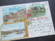 PK 1901 Litho Mehrbildkarte Gruss Aus Biebrich Mit Schloss Und Moosburg / Abs. Füsilier 2. Comp. Biebrich Nach Berlin - Souvenir De...