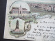 PK 1897 Litho Mehrbildkarte Gruss Aus Osthofen Mit Turnhalle U. Kriegerdenkmal Auslands PK In Die USA Nach St. Louis - Greetings From...