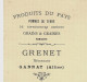 1882 ENTETE Grenet Négociant  à Gannat Allier Pour Baudot Briqueterie Devenue Musée à Ciry Le Noble Saone Et Loire - 1800 – 1899