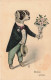 FANTAISIES - S18538 - Animaux Habillés - Chien Tenant Des Fleurs - Bonne Année - Animaux Habillés