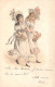 FANTAISIE - Femmes Au Chapeaux Prairie Et Panier  - Illustration Non Signée - Carte Postale Ancienne - Femmes
