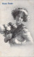 FANTAISIE - Femme Au Bandeau Dans Les Cheveux Et Fleurs - Bonne Année - Carte Postale Ancienne - Femmes