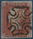 Grande Bretagne N°3D 1 Pence Brun Rouge Variété "tete D'ivoire" Oblitéré Croix De Malte Noire Grandes Marges SUPERBE - Used Stamps