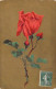 FLEURS - Illustration Non Signée - Rose Rouge - Carte Postale Ancienne - Fleurs