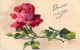 FLEURS - Illustration Non Signée - Roses - Amitié Sincère - Carte Postale Ancienne - Blumen