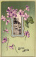 FLEURS - Fleurs Violettes - Bonne Année - Illustration Non Signée - Carte Postale Ancienne - Blumen