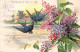 FLEURS - Mille Bons Baisers - Hirondelles - Lilas - Illustration Non Signée - Carte Postale Ancienne - Fleurs