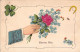 FLEURS - Bonne Fête - Myosotis Et Rose - Illustration Non Signée - Carte Postale Ancienne - Blumen