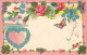 FLEURS -  Rose - Papillon - Trèfle - Cadre Fleuri - Illustration Non Signée - Carte Postale Ancienne - Fleurs