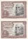 CRBS0804 PAREJA CORRELATIVA BILLETES 1 PESETA 1953 SIN SERIE SIN CIRCULAR - 1-2 Pesetas