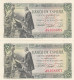 CRBS0806 PAREJA CORRELATIVA BILLETES ESPAÑA 5 PESETAS 1945 EBC-SIN CIRCULAR - 5 Peseten