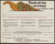 DINDE - THANKSGIVING - CORNE D ABONDANCE - DINDE - POTIRON ETC / 1968 USA TELEGRAMME DE LUXE ILLUSTRE (ref WU17) - Alimentation