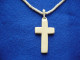 Jugendstil Bein-Kette Mit Kreuz-Anhänger - älter (1076) - Halsketten