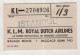 K.L.M. ROYAL DUTCH AIRLINES , BOARDING PASS - Tickets