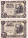 PAREJA CORRELATIVA DE 1 PTA DEL AÑO 1951 EL QUIJOTE SERIE E EN CALIDAD EBC (XF) - 1-2 Pesetas