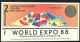 AUSTRALIA NLP 2 DOLLARS  WORLD EXPO 1988 UNC. - Other & Unclassified