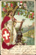 Gaufré Blason Lithographie Schweiz, Helvetia, Axt, Patriotik, Kantonswappen - St. Anton
