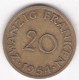 Sarre, Protectorat Français , 20 Franken 1954, Bronze-aluminium, KM# 2 - 20 Francos