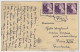 SUÈDE / SWEDEN - 1947 Facit F370B+370BB On Postcard From Stockholm To Paris - Lettres & Documents