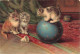 Fantaisies - Animaux Déguisés - Chatons Qui Jouent Au Ballon - Colorisé - Carte Postale Ancienne - Animali Abbigliati