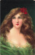 Illustrateurs - Asti - Portrait D'une Jeune Femme Avec Une Fleur Rouge Dans Les Cheveux - Carte Postale Ancienne - Asti