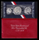 Estados Unidos United States 3 Monedas Commemorative Bicentenario 1/4 1/2 1 Dollar 1976 Silver With Folder Sc Unc - Colecciones