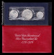 Estados Unidos United States 3 Monedas Commemorative Bicentenario 1/4 1/2 1 Dollar 1976 Silver With Folder Sc Unc - Colecciones